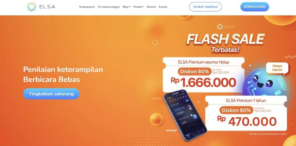 ELSA Speak homepage