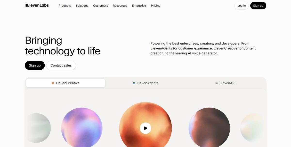 ElevenLabs homepage