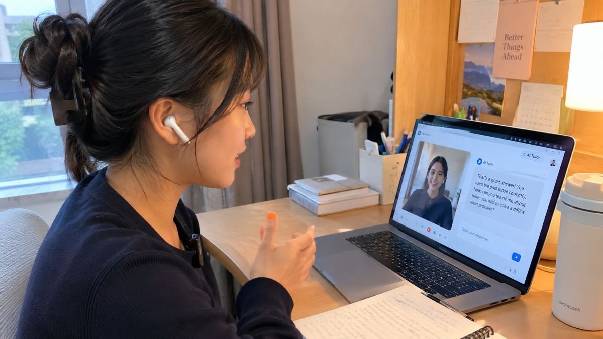 Mahasiswa menggunakan AI untuk belajar speaking bahasa Inggris