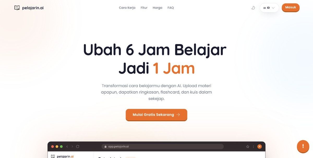 Pelajarin.ai homepage