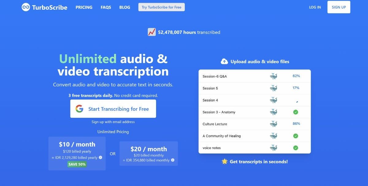 TurboScribe Homepage