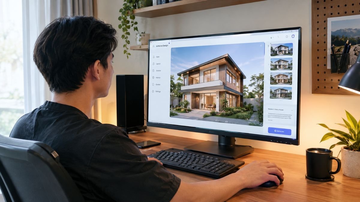 Orang menggunakan AI untuk mendesain rumah